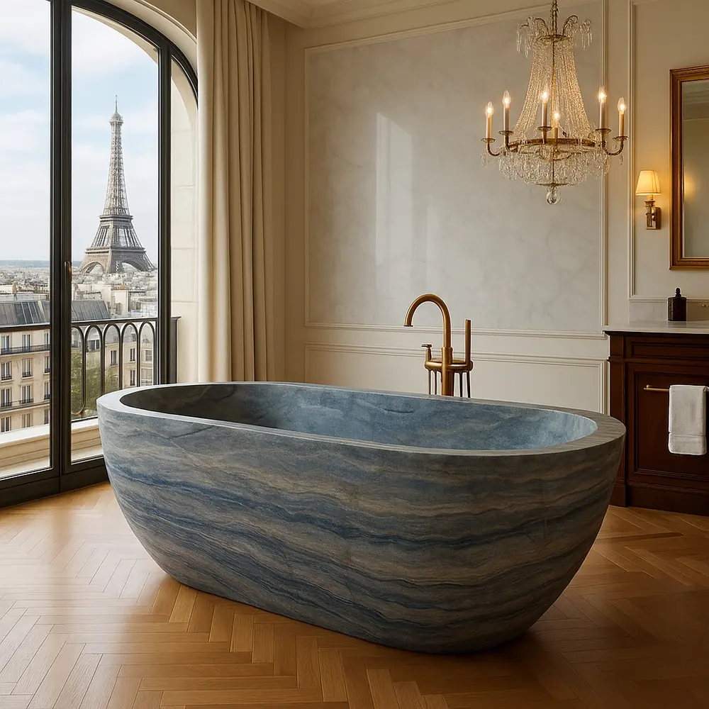 Rare blue stone bath